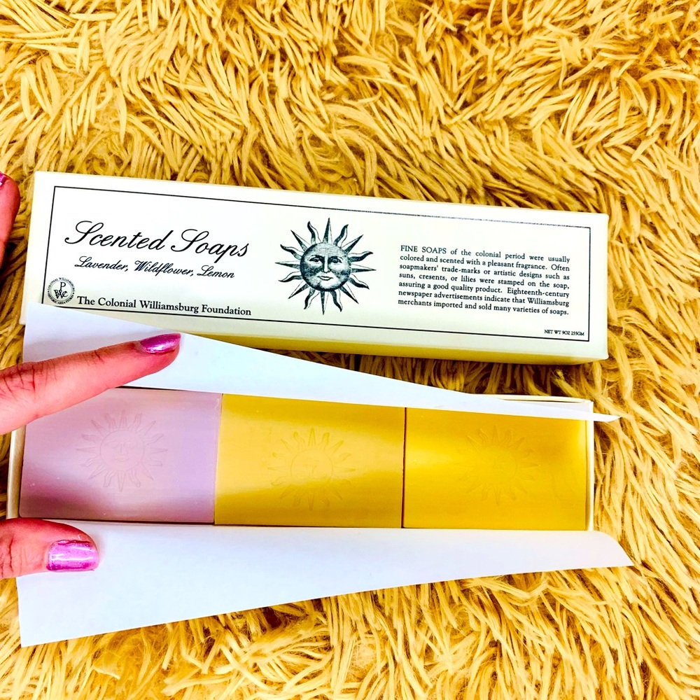 Colonial Williamsburg Scented Soap:3 bars Lavender, Wildflower & Lemon host gift